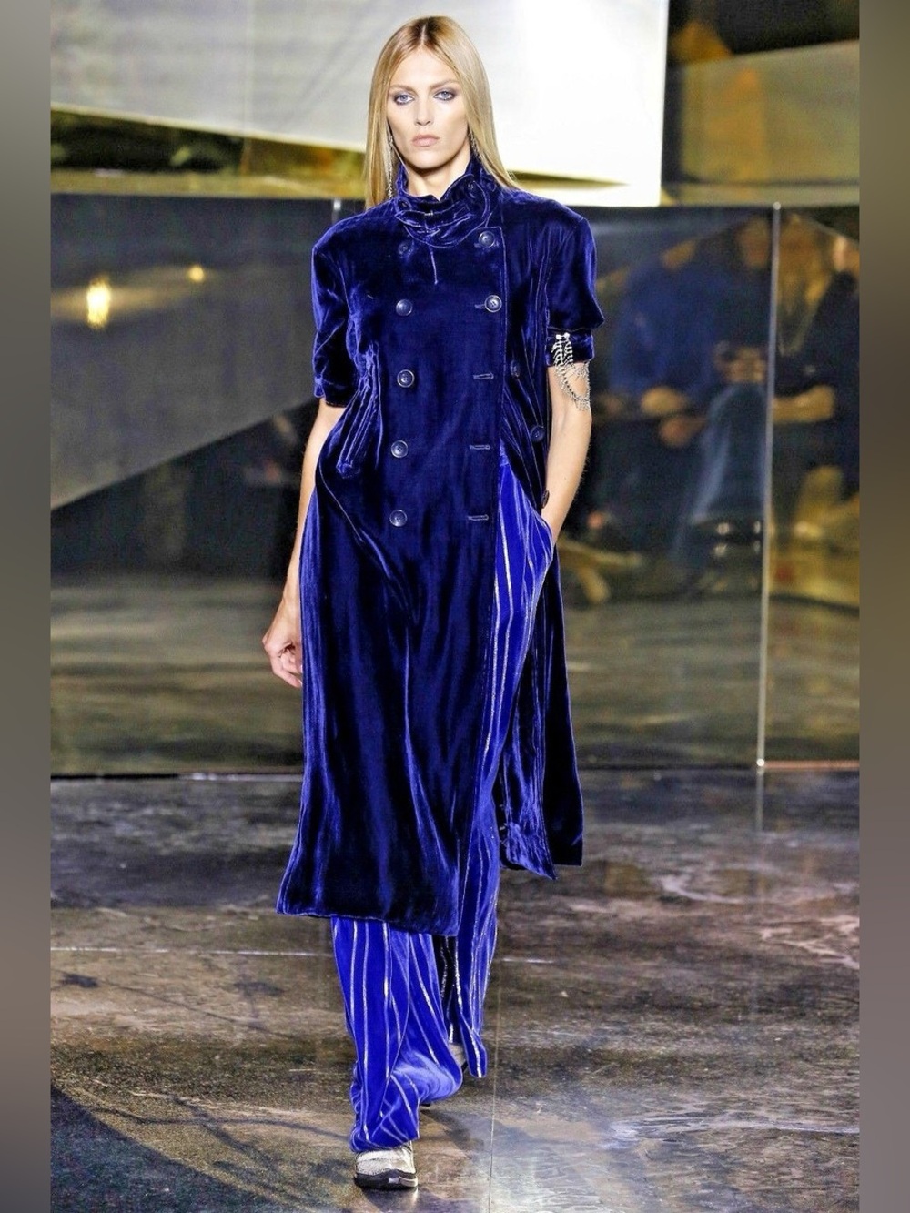 Runway 2016 H&M Blue Velvet Trench Coat